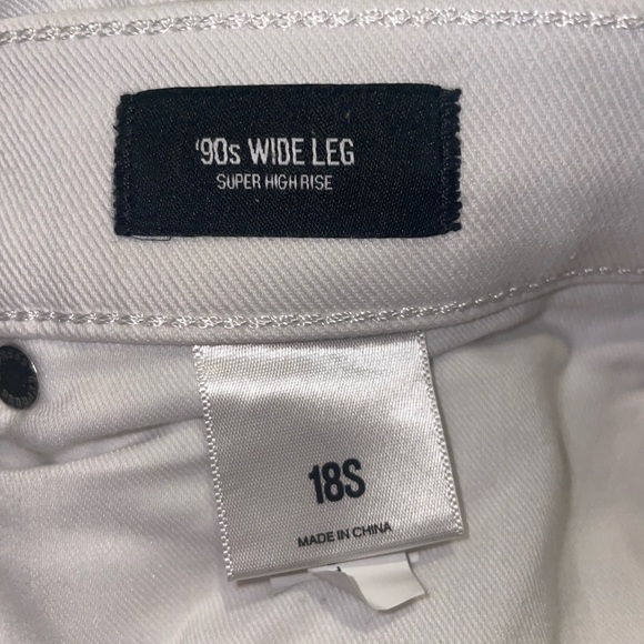 EXPRESS SUPER HIGH WAISTED WHITE 90s WIDE LEG JEANS SIZE 18 SHORT - Picture 7 of 9